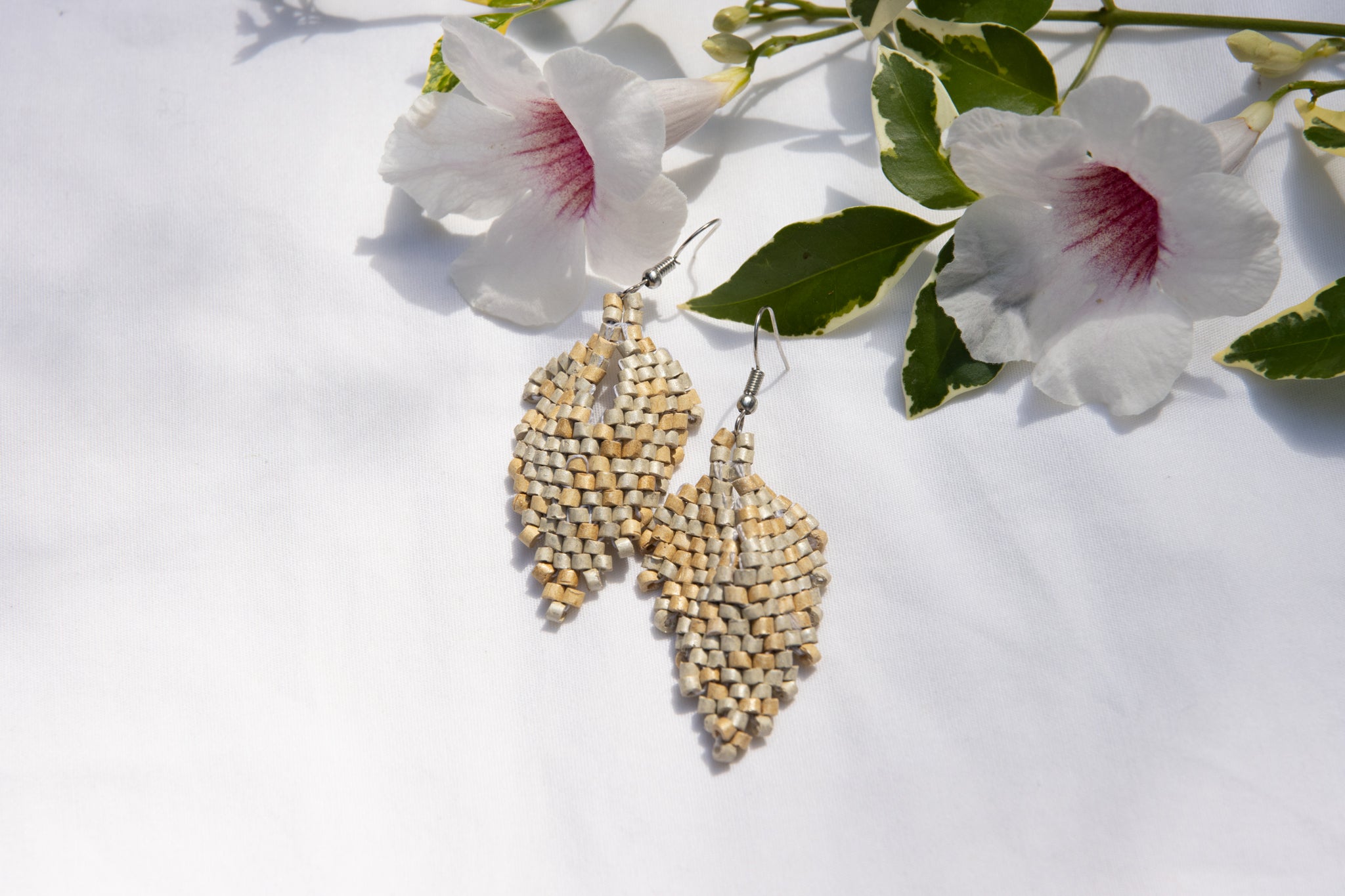 Ceramic Beaded Earrings - Mixed Gold