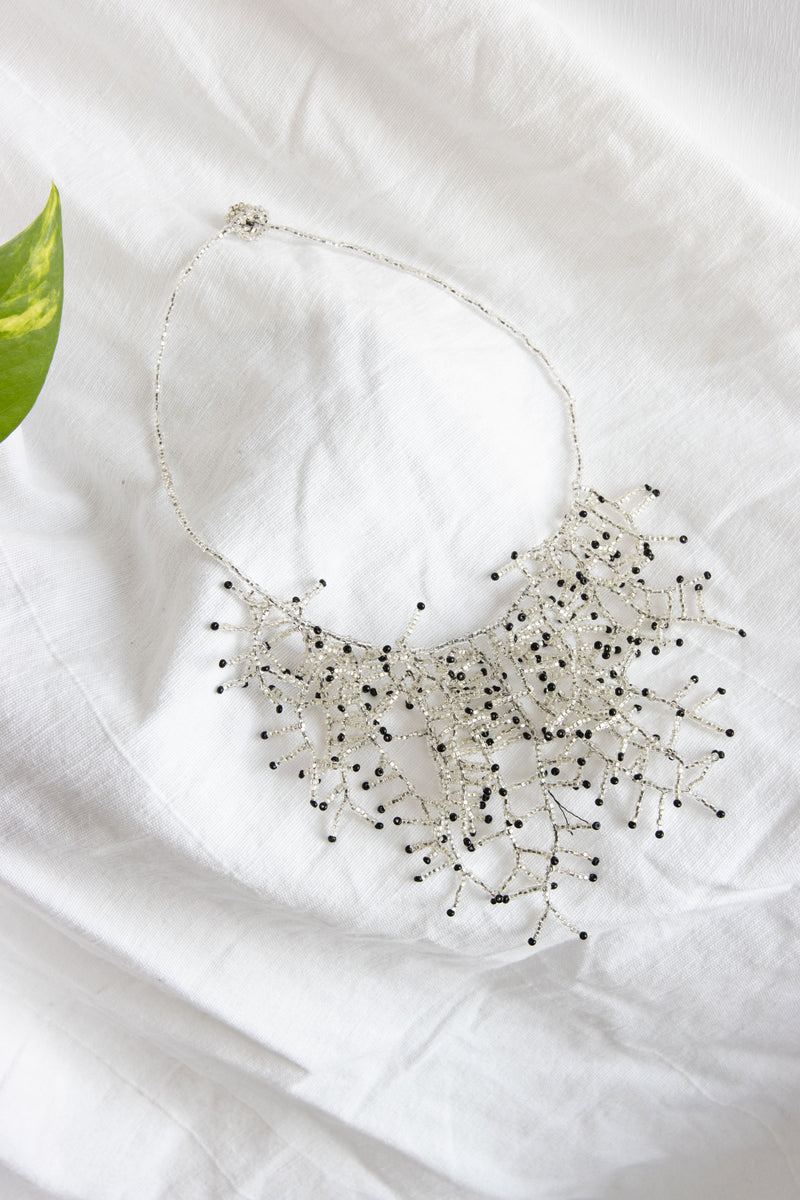 Clear Beaded Coral Necklace