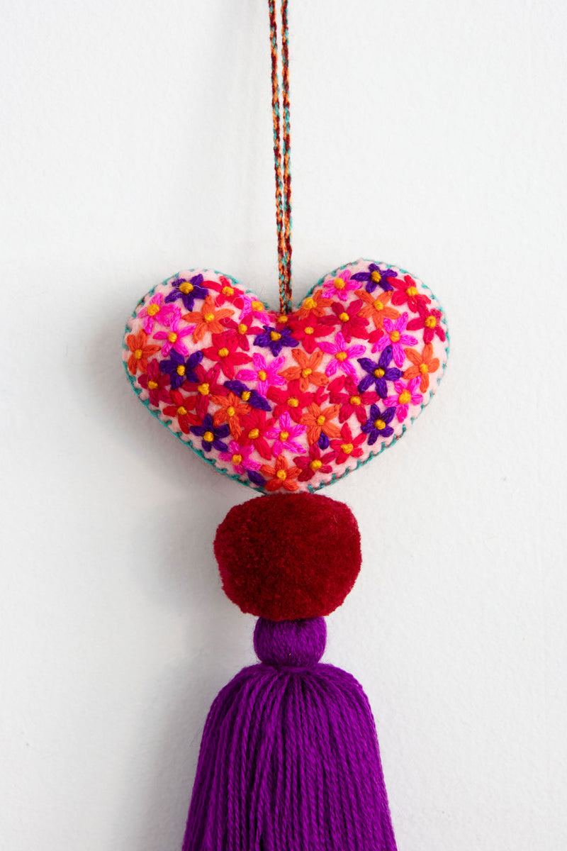 Embroidered Hearts - Purple