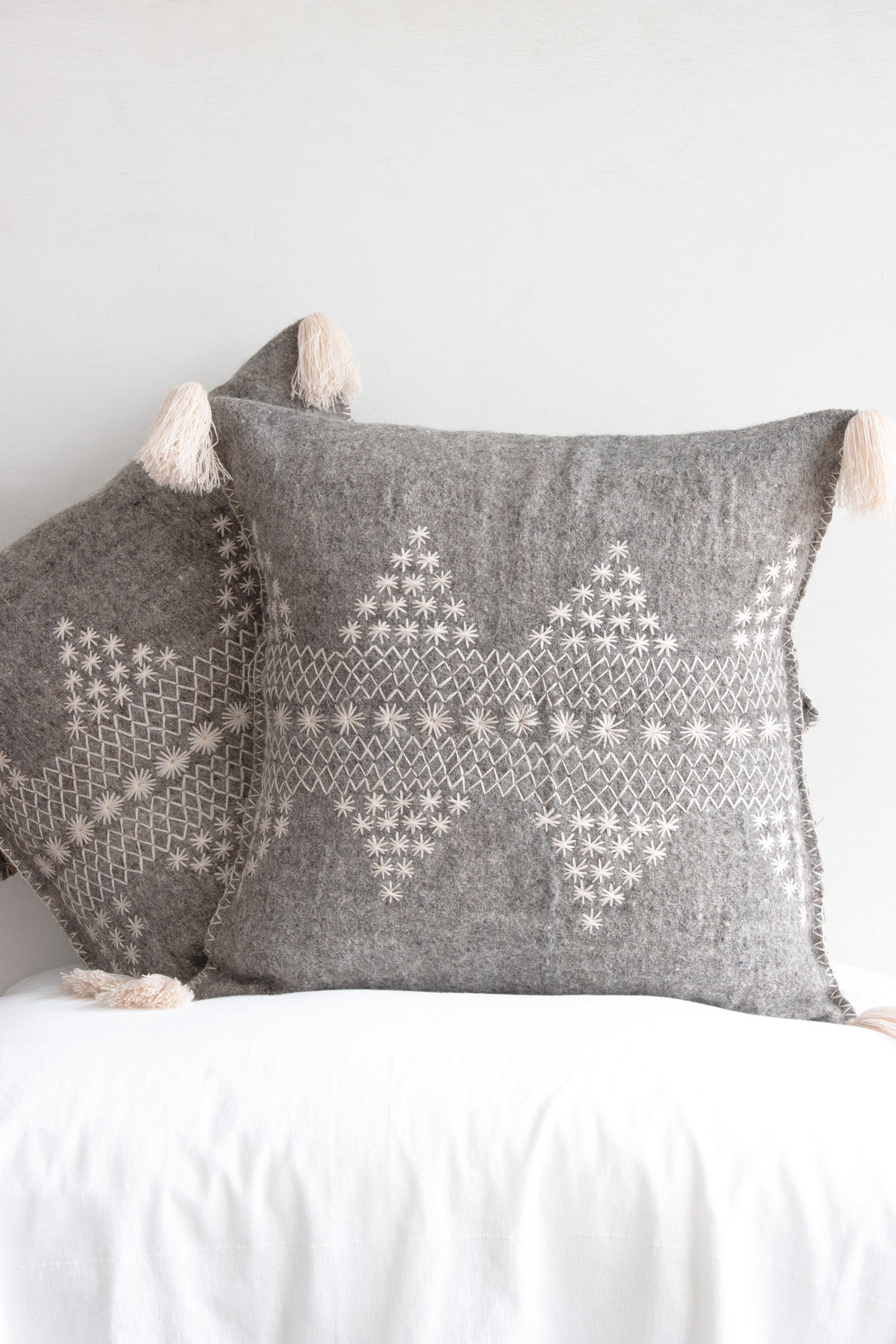 Erika Pillow - Cream on Grey – The Global Trunk