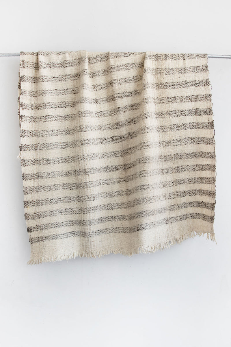 Guatemalan Wool Blanket - Grey Wide Stripe