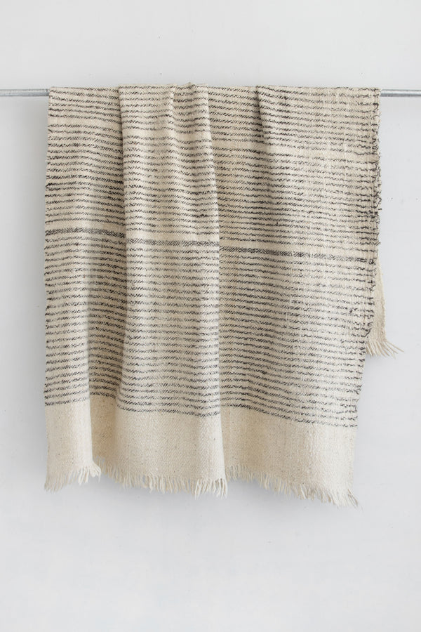 Guatemalan Wool Blanket - Grey Thin Stripe