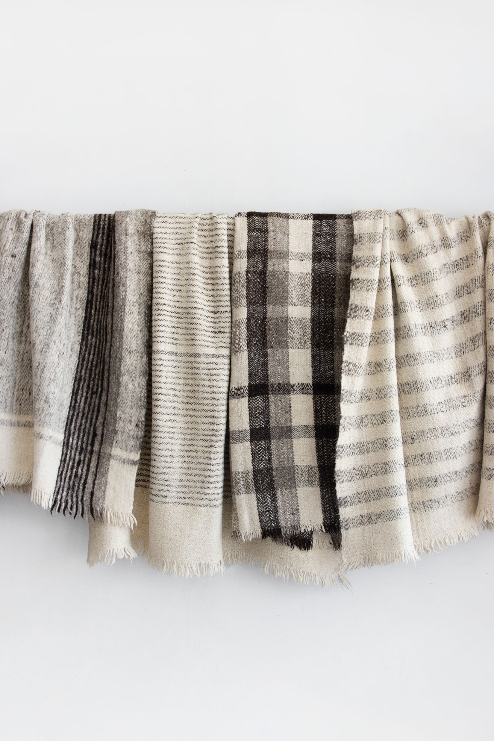 Guatemalan Wool Blanket - Black + White Check