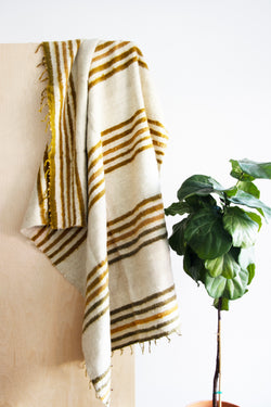Modern Momo Blanket - Thin Stripe - Moss/Sunflower