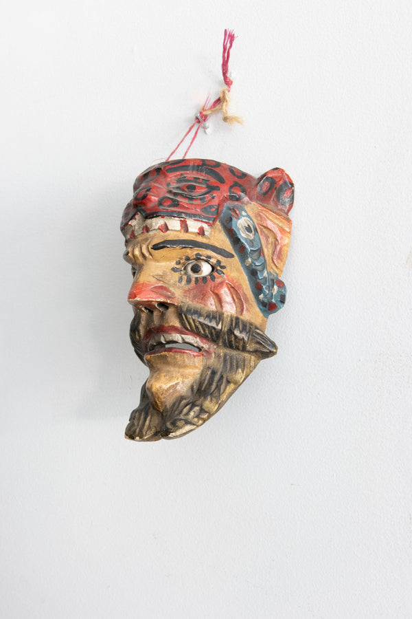 Wooden Mask - Bearded Man with Hat