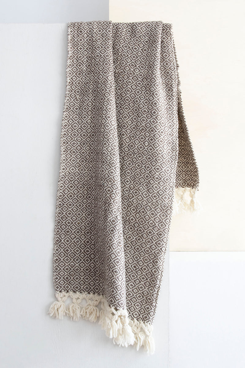 CHIAPAS Wool Throw - Brown + White